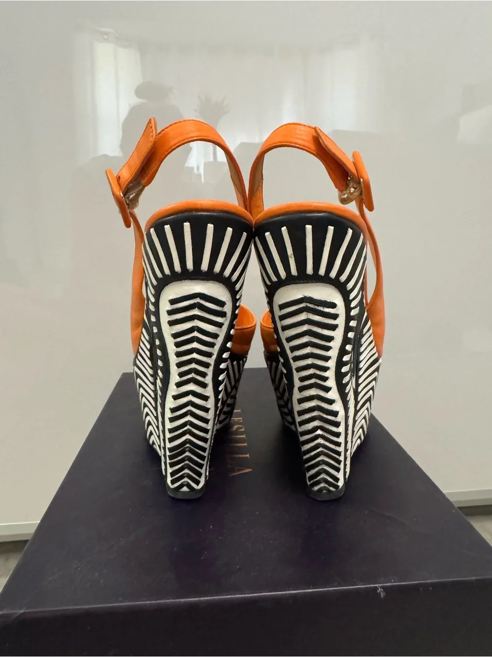 Le Silla Orange Platform Wedge Sandal - Women